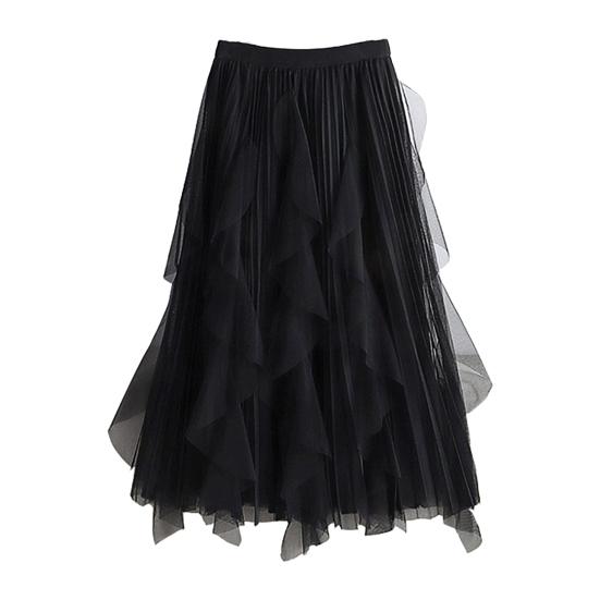 Тюлевая юбка для женщин Эластичная Высокая талия А-силуэт Длинная Юбка-пачка Фея Легкая Многослойная Ярусная Макси-юбка