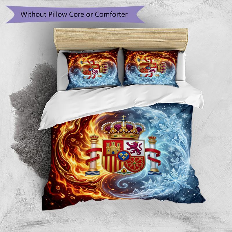 Spain football Printed Bedding 3 Piece Set Cozy Breathable Bed Cover Set as Housewarming Holiday Gift