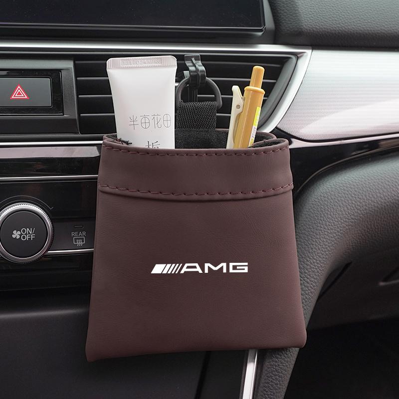 Car Air Outlet Storage Bag Leather Organizer Box Accessories Car Hub Cap For Mercedes Benz AMG W214 W205 W204 W206 W213 W212 W21