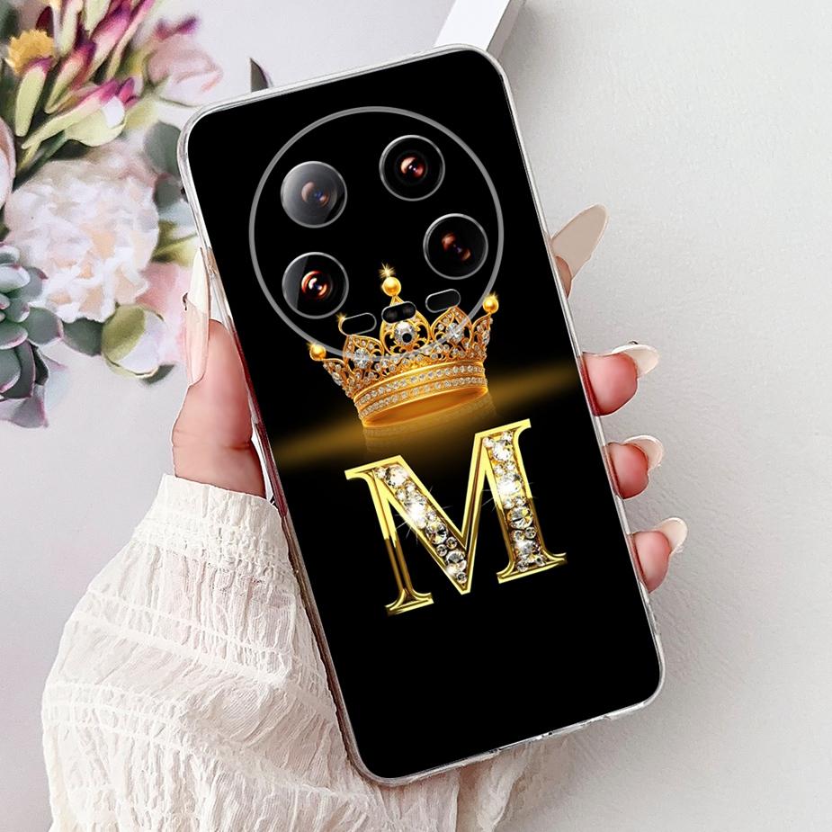 For Xiaomi 14 Ultra Case Mi 13 Ultra New Crown Letters Back Cover Soft Silicone Phone Case For Xiaomi 13 Ultra Mi 14Ultra Bumper