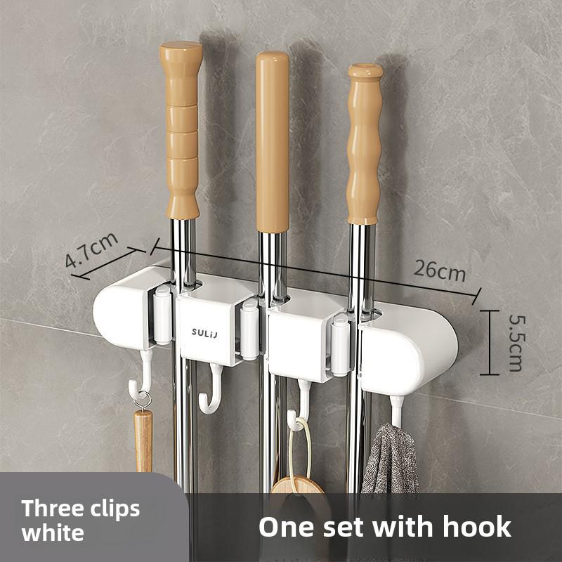 Настенный крючок без проколов: Крепкий держатель для швабры с клеевым слоем для хранения в ванной или на двери