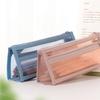 Mesh Pencil Case Compact Makeup Travel Case Large Capacity Portable Stationery Bag Transparent Nylon Organizer for School Exams