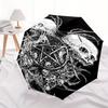 "Dark Gothic Skulls & Pentagram Button Pin" Umbrella, Cute Umbrella with Cute Design, Portable 3-Fold Compact Umbrella for Men & Women, Valentine's Da