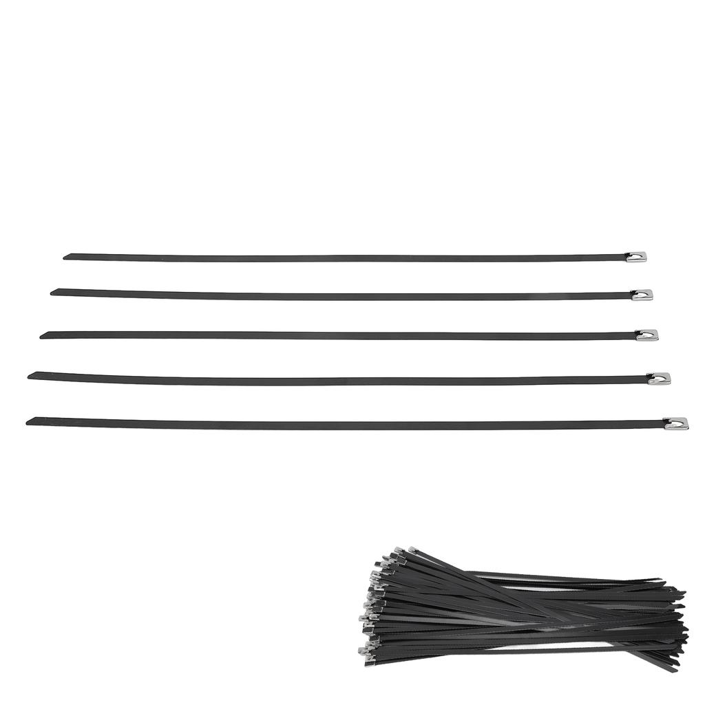 100pcs 304 Stainless Steel Cable Ties Self Locking Black Zip Ties for Ship Label Wire Harness