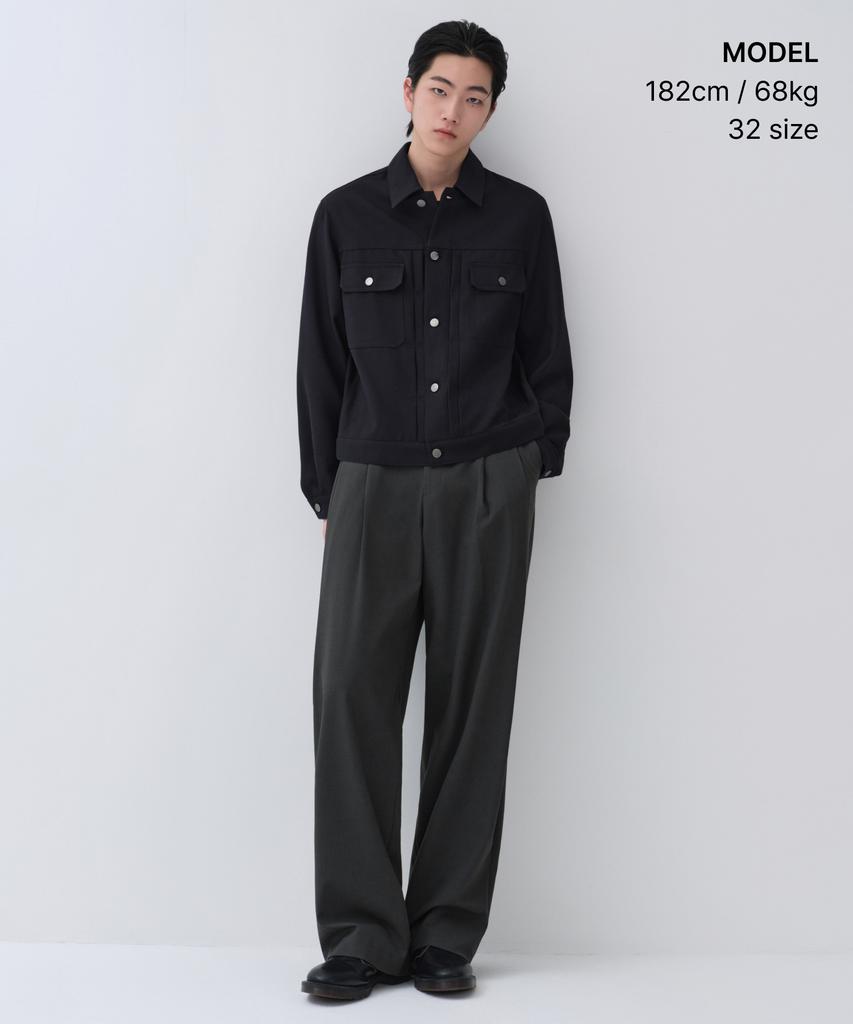 MUSINSA STANDARD Extra Wide Two-Tuck Hidden Elastic Waist Slacks [Gray]