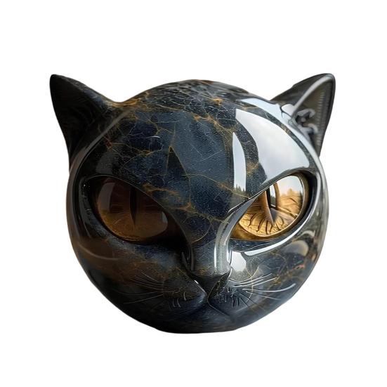 Мини Кошка Камень Полимерная Кошка Голова Фигурка Коллекционный Целебный Камень Мраморная Текстура Кошка Камень Сувенир Подарок для Любителей Кошек Женщин Мужчин