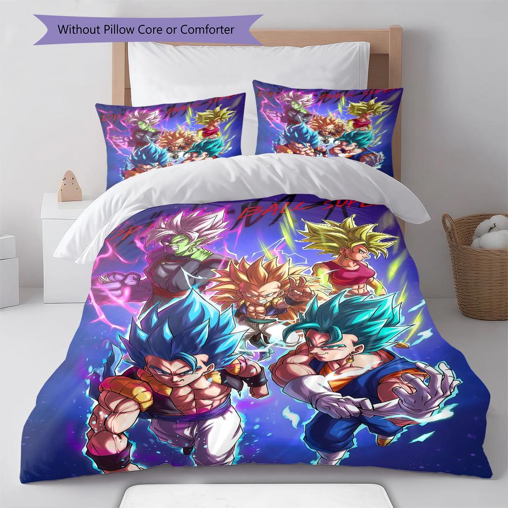Постельное белье с рисунком DRAGON BALL, Комплект с одеялом, Пододеяльник, Наволочка, Домашний подарок на день рождения (1 пододеяльник + 2 наволочки, без наполнителя)