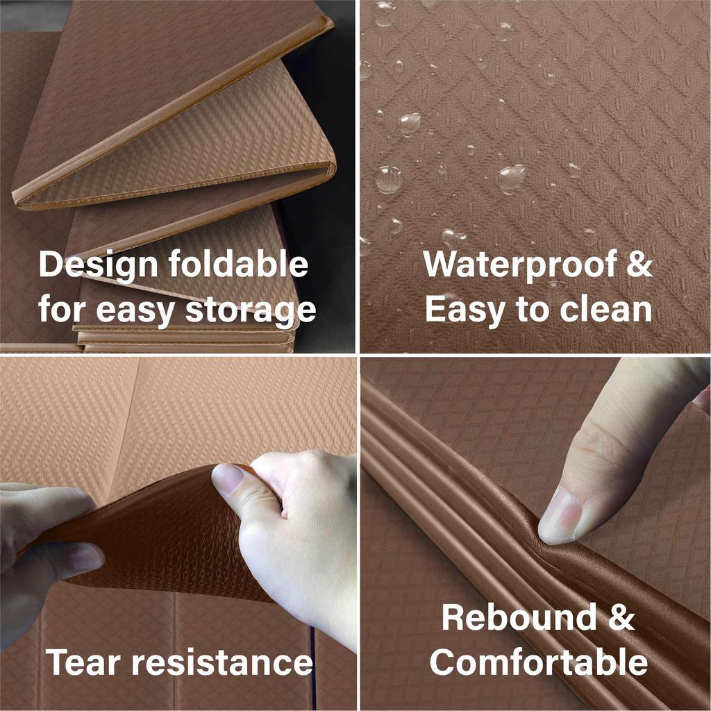 Feetlu Складной коврик для йоги 6 мм x 61 см x Легко хранить Складной коврик для упражнений для дома и напольных упражнений - 183 см, Большой, Легкий, - Нескользящий для йоги,