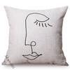 Concise Faces Painting Art Nordic Sketch Design Sofa Decorative Throw Pillow Case Cotton Linen Bedroom Chair Cushion Cover