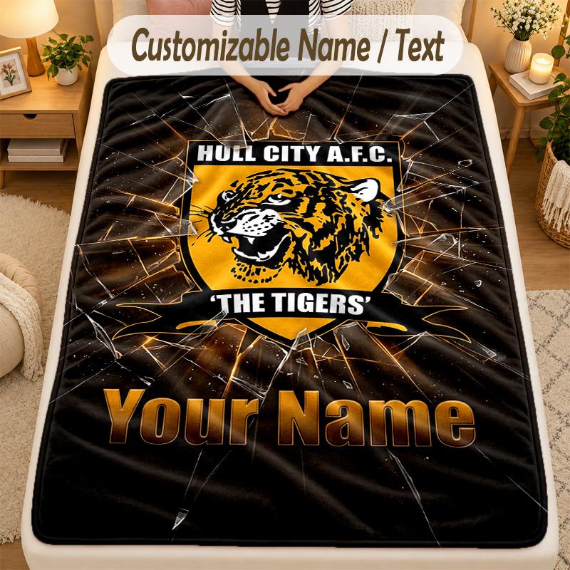 Flannel BlanketHull City Custom Name Text Personalized Soft Warm Throw Blanket Home Decor Gift