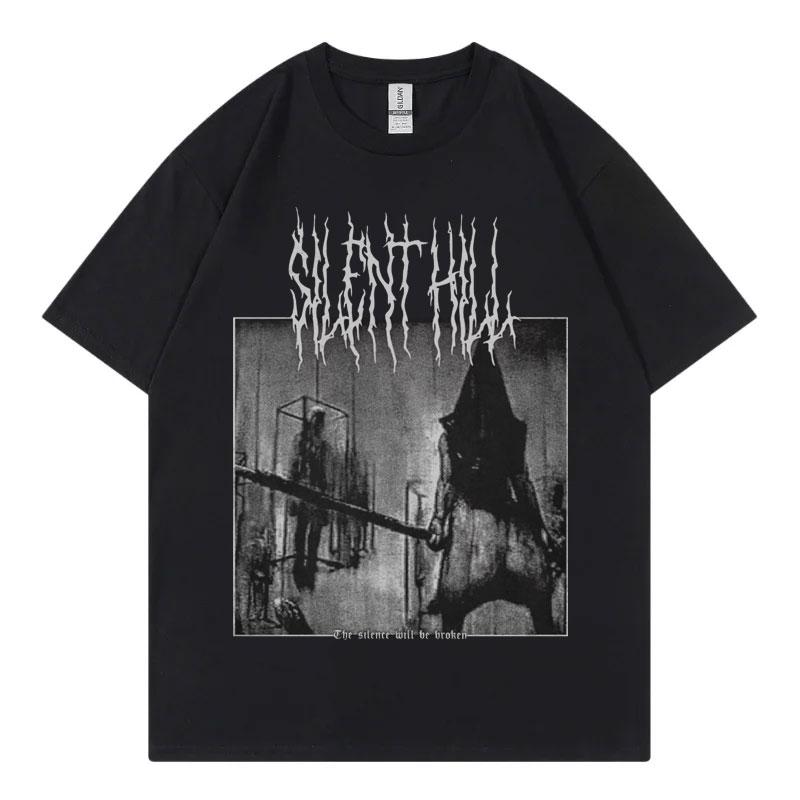 Игровые футболки Silent Hill 2 Мужские Женские Готические Винтажные Футболки с коротким рукавом Высококачественные Модные Свободные Хлопковые Футболки