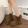 Fashion Autumn Women Ankle Boots 2025 Fashion Retro Short Boots Platform Zipper Comfortable Non Slip Outdoor Leather Boots Botas Mujer