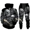 Cool 3D Skull Print Men's Hoodies Sweatshirts Suits Fashion Men's Tracksuit Autumn And Winter Hoodie Pants Two Piece Set