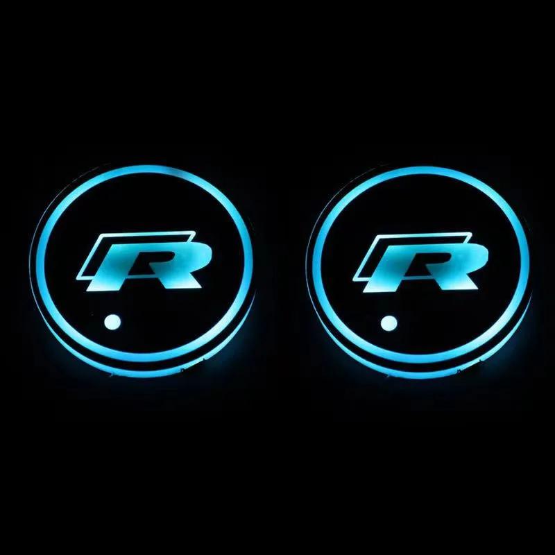 2026 Hot For VW VOLKSWAGEN New 7 Color LED Car Cup Holder Light Luminous Coaster Water Cup Pad For VW Volkswagen Polo Jetta Golf