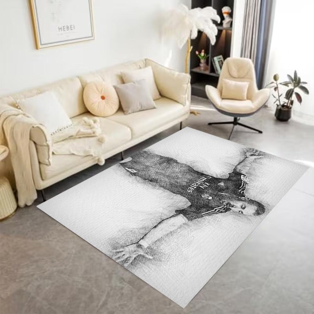 Karim Benzema's Cosmic Celebration Floor Rug Office Rug Perfect for Foyer Game Room Bedrooms Kitchen Anti-slip Rug Office home decor