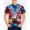 Trendy Soccer Graffiti 3D Print T-Shirt For Boys Kids Clothes Children's Boy's Clothing Short Sleeve Real Madrid Shirt Tops 2024