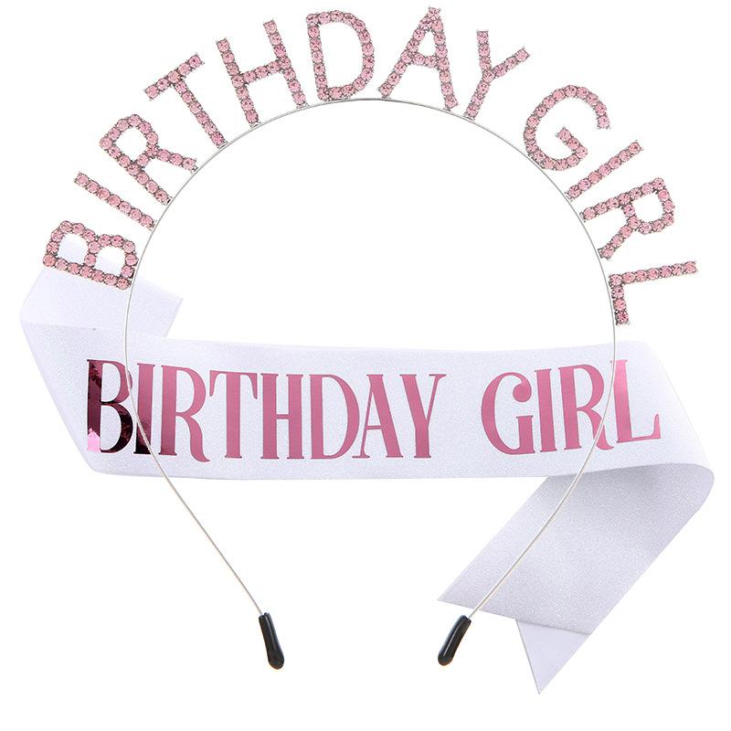European and American Fashion Birthday Party Girl Headband Belt BIRTHDAY GIRL Headband Headdress Shoulder Strap Etiquette Belt