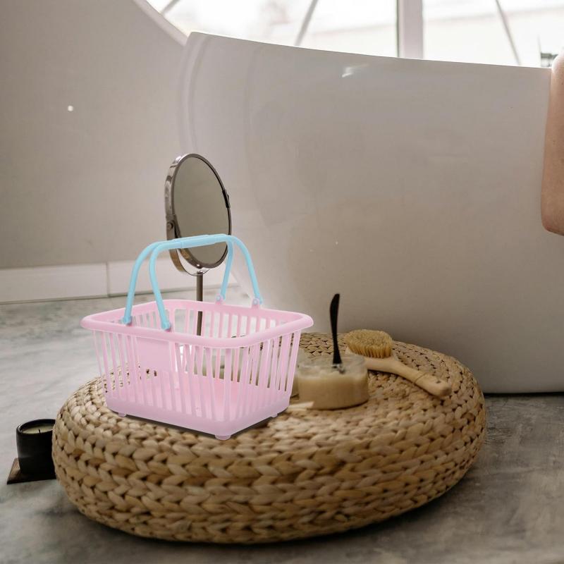 10 шт. Мини-пластиковые корзины для хранения цветов макарон с ручками, Универсальный органайзер для дома, вечеринок, подарков и тележек для покупок, Полочная корзина