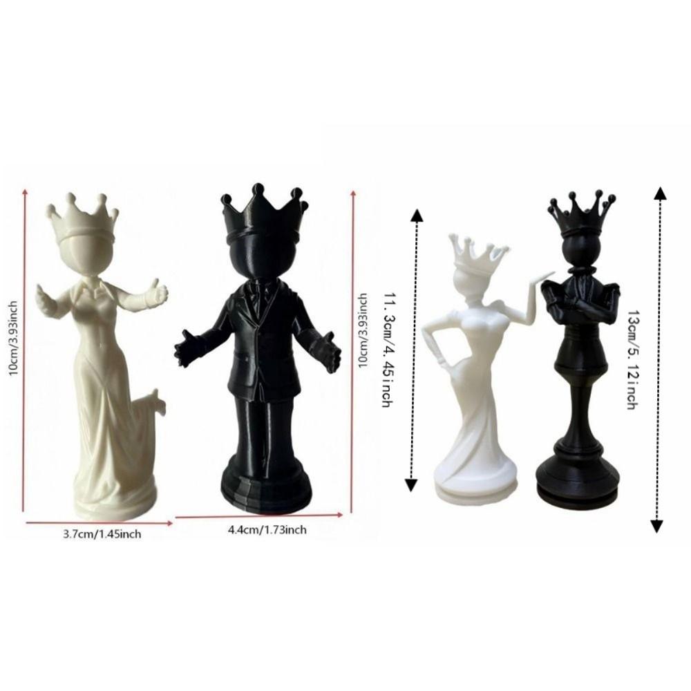 2pcs 3D Printed Desktop Ornaments Sculpture Queen King Statue Funny Persons Figurine Office