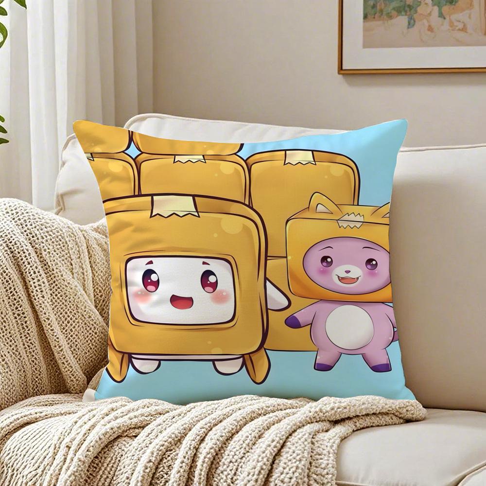 Funny Cute Cartoon LLankyboxesES Cushion Cover Linen Pillowcase Soft for Sofa Bed Home Room Decor