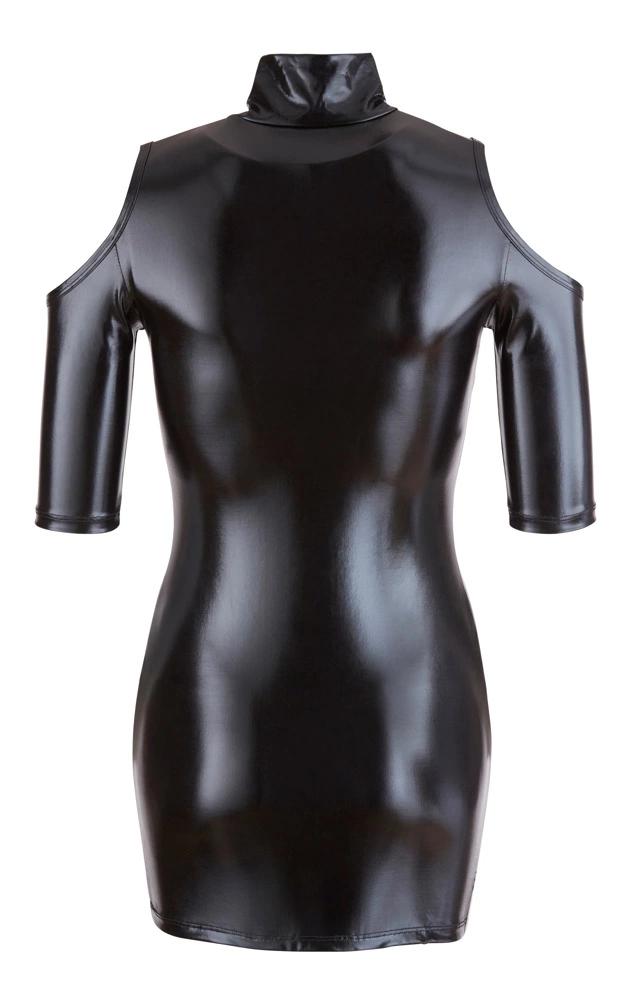 Cottelli PARTY - Matte Black Mini Dress with Stand-Up Collar L
