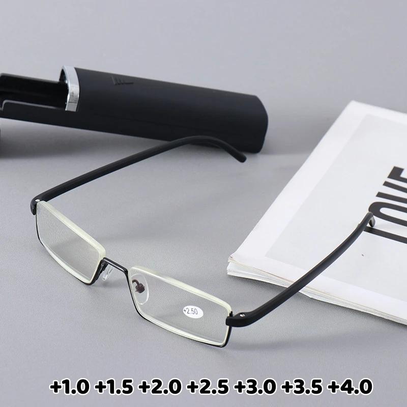 Far-sighted Glasses with Box Portable Business Women And Men Half-frame Eyeglasses Finished Optical-grade Hyperopia Eyewear Diopters To +4.0