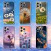 Художественный чехол для телефона с одуванчиками для iPhone 16,15,17,12,13,14,11 Max,Pro,Plus,X,XS,XR,SE4,E Mini Прозрачный чехол
