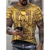 Large Men's Egyptian Pharaoh Mural Pattern 3D Printed Men's Round Neck Short Sleeved T-shirt Summer Fashion T-shirt Casual Comfortable Versatile Top