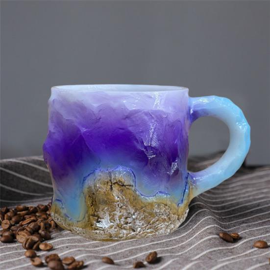 Минеральная хрустальная кружка для кофе, чашка для воды, новинка, кружки для напитков, цветная полупрозрачная кружка для чая для горячих напитков, элегантный рождественский подарок для домашнего офиса