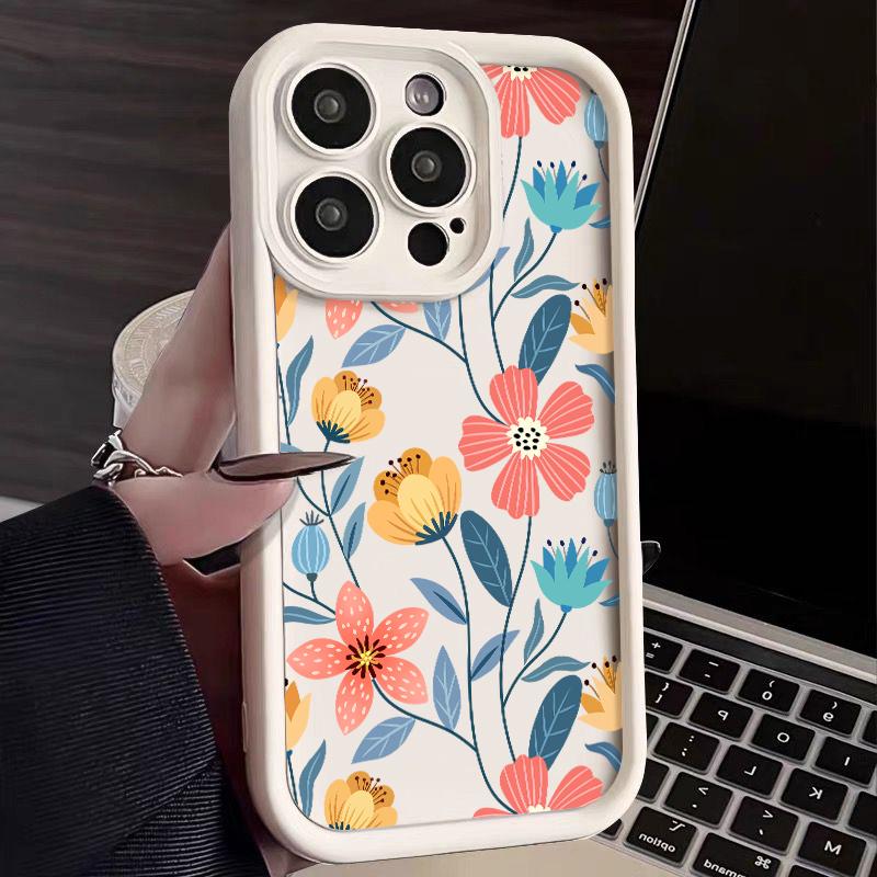 Colorful Flowers Silicone Case For iPhone 17 16e 15 16 Pro Max 14 13 12 11 Pro Max 17e Shockproof Bumper Soft TPU Phone Cover