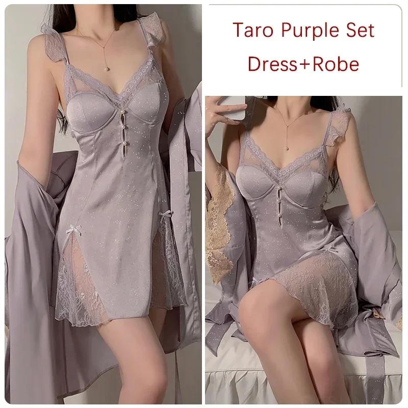 Роскошная пижама, женский пижамный комплект, мини-платье на шнуровке с бюстгальтером, сексуальная женская пижама
