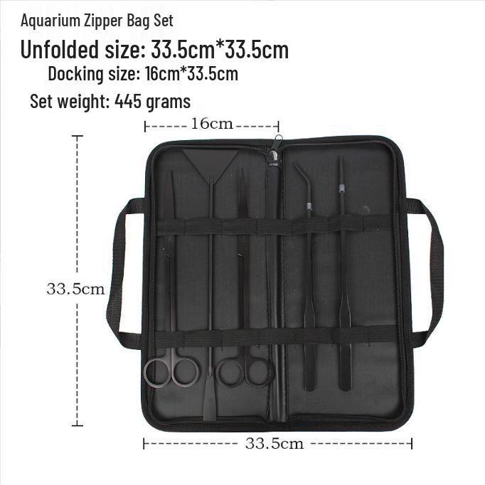 Aquatic Plant Trimming Kit: Stainless Steel Tweezers, Scissors, Clips, Flat Sand Shovel, Algae Scraper, Fish Tank Cleaning Supplies