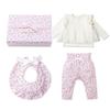 Подарок на бэби-шауэр для девочек Haruulala Органический хлопок Набор детской одежды Топ и [Органический хлопок Haruulala] 3 предмета (Слюнявчик + + Штаны) (Большой длины) (Феи