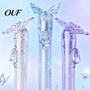 Aesthetic Desk Accessories Translucent Butterfly Gel Pen, 0.5mm Smooth Writing Retractable Ergonomic Triangular Pens Comfortable Grip Pen for