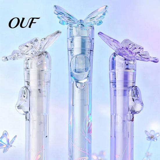 Aesthetic Desk Accessories Translucent Butterfly Gel Pen, 0.5mm Smooth Writing Retractable Ergonomic Triangular Pens Comfortable Grip Pen for
