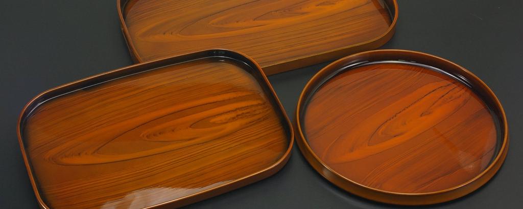 Поднос TATSU-CRAFT Pitatto с отделкой под дерево, 36 см, с нескользящей поверхностью, коричневый, под дерево тик, стильный нескользящий пластиковый поднос, доступен в большом размере