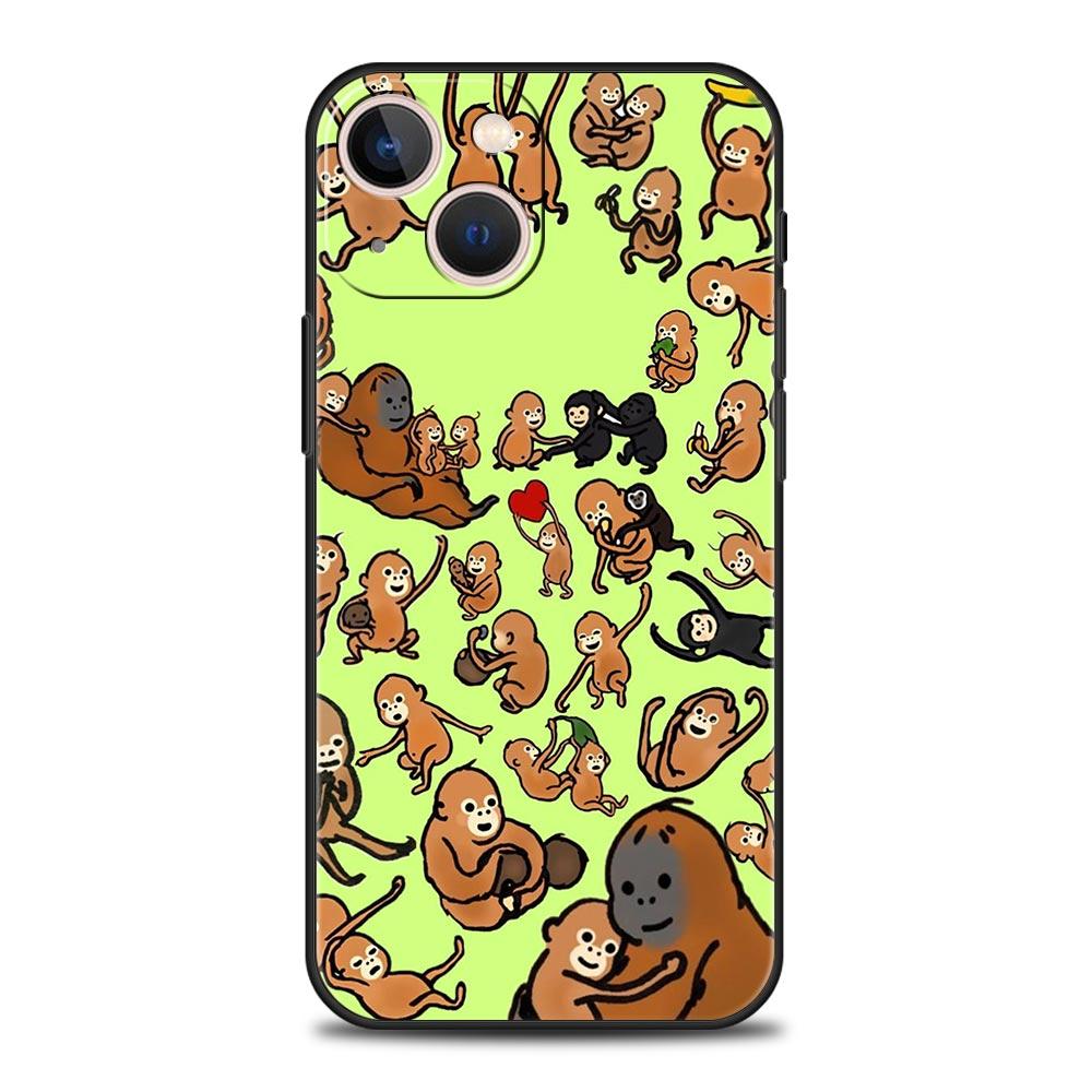 Чехол для телефона Обезьяна и Банан для iPhone 17 16 15 14 13 12 11 Pro Max 17 Air Plus Ударопрочный Мягкий ТПУ Корпус Fundas Capa Сумка