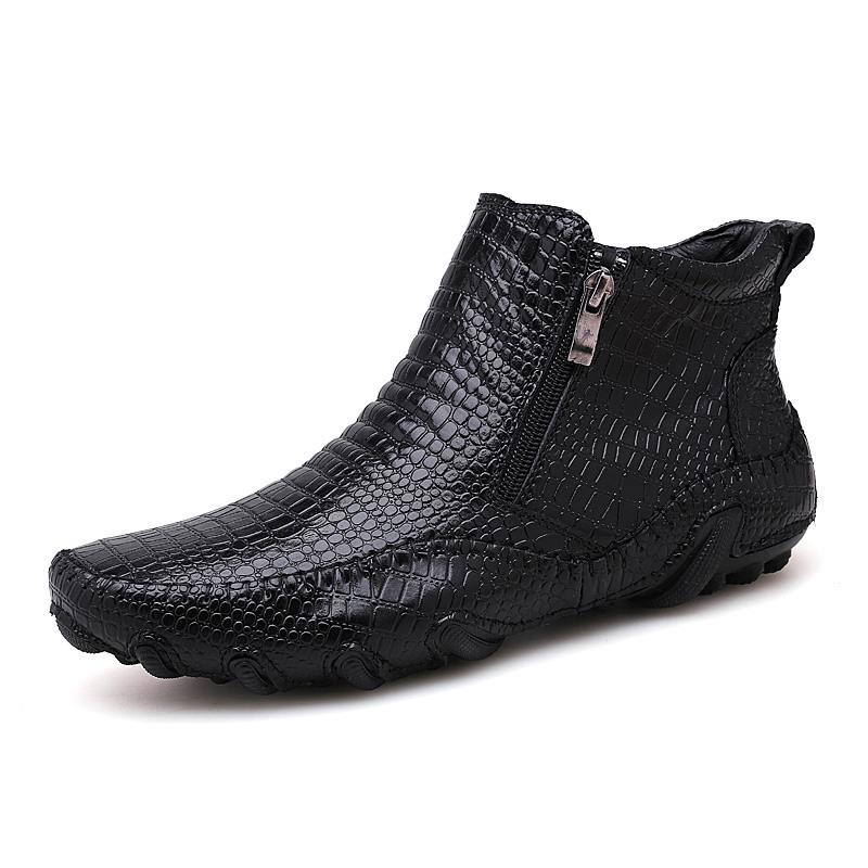 2022 Genuine Leather Shoes Men Chelsea Boots Autumn Early Winter Ankle Boots Casual Cow Leather Male Shoes Black Footwear 369