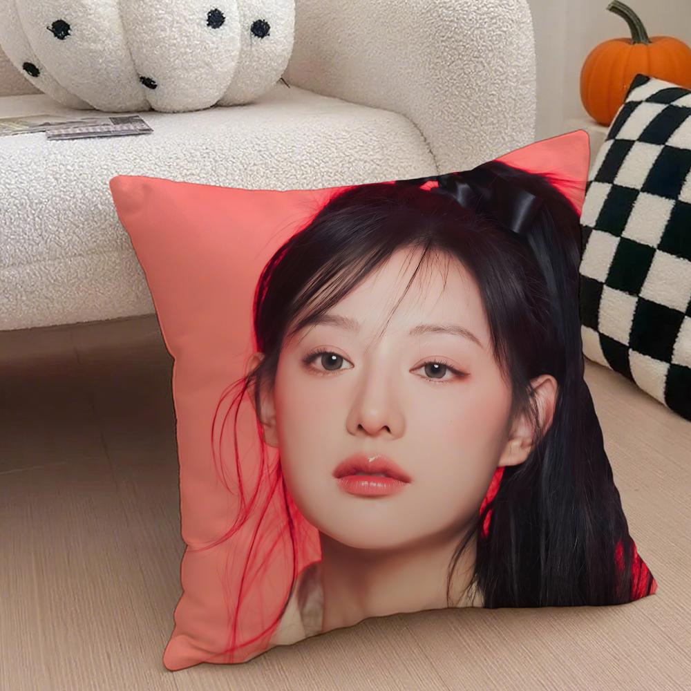 Talented Korean Beautiful Actress KKim Ji Won Cushion Cover Throw Pillow Cover Hidden Button Durable Polyester Chair Cushion