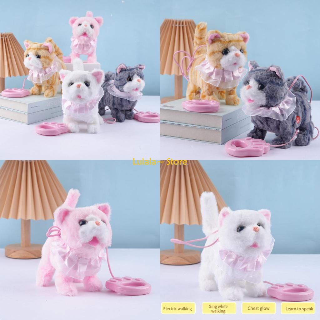 Y4QA Children Electronic Pet Cats Toy with Remote Walking Voice Recording Comfort Doll