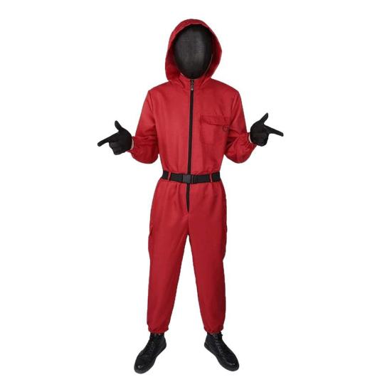 1 Set Jumpsuit with Belt And Gloves for Adults And Children Loose Pockets Zipper Closure One-piece Outfit Cartoon Cosplay Costume