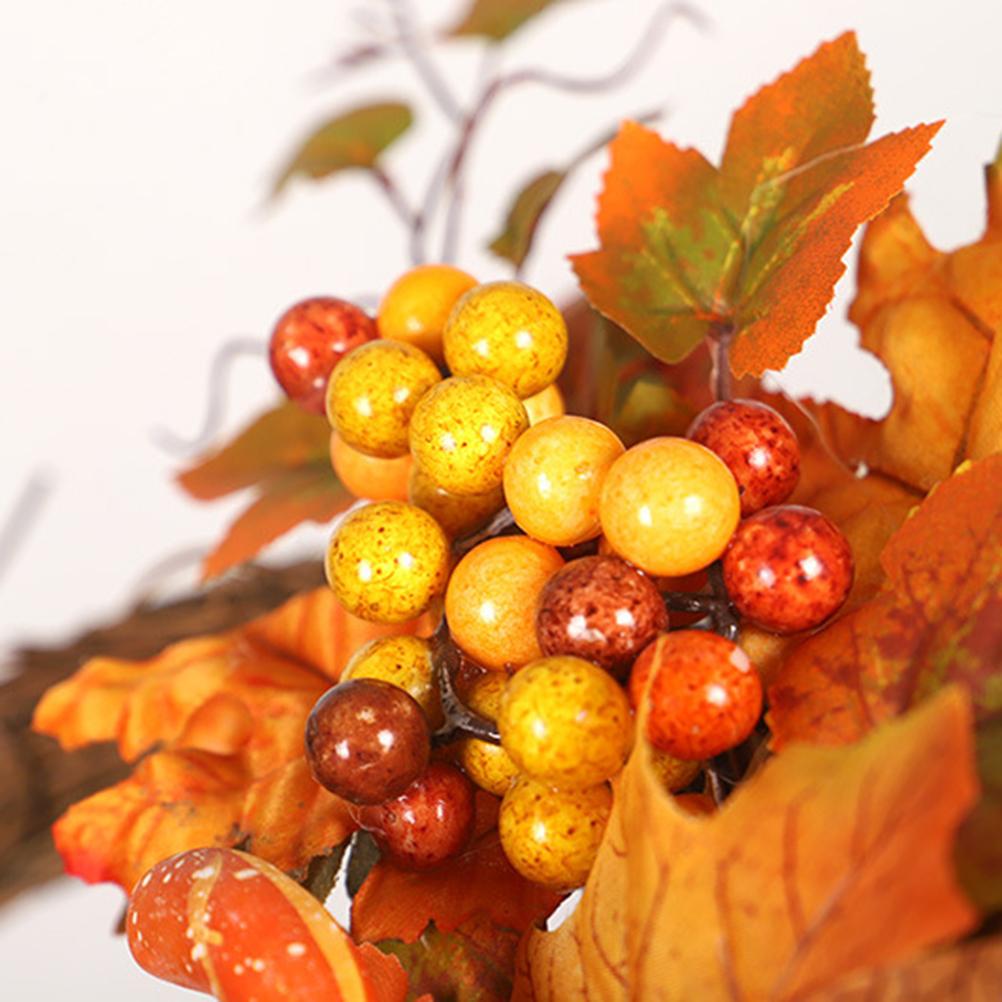 45cm Artificial Maple Leaf Pumpkin Wreath Fall Harvest Door Wall Decor