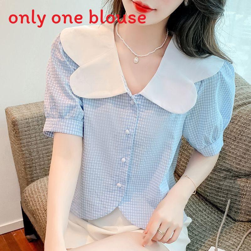 Summer Womens Blouse With Bubble Sleeves And French Collared Design For Casual Wear