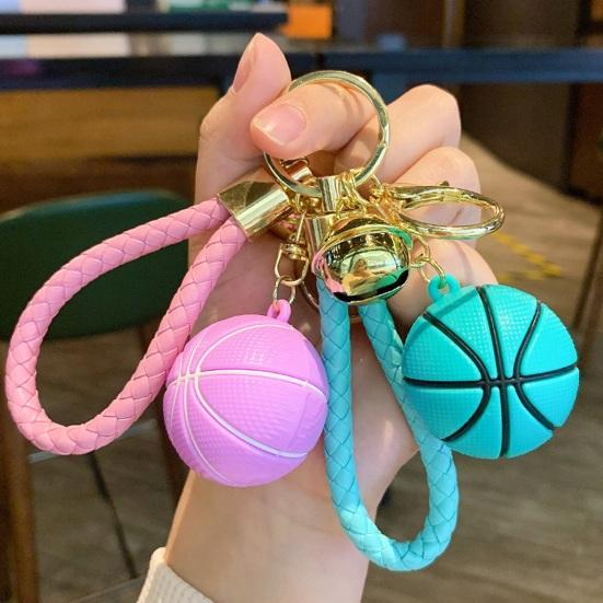 Брелок Yousheng с ремешком на запястье и мини-баскетбольным мячом из полированной нержавеющей стали, держатель для ключей, школьный рюкзак, украшение, брелок унисекс