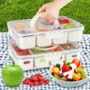 Divided Serving Tray with Lid and Handle Kitchen Seasoning Organizer Box Portable 8-grid Snack Storage Boxes Large Capacity Tray