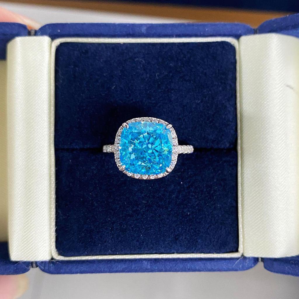 Pink Diamond Zircon Ring: S925 Sterling Silver, 5 Carat, Full Pave, European American Style