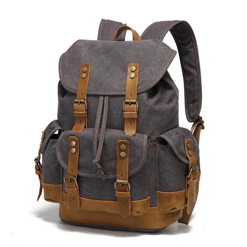 Backpack Men's and Women's Backpacks Outdoor Sports Travel Bag Waxed Canvas Waterproof Travel Computer Bag