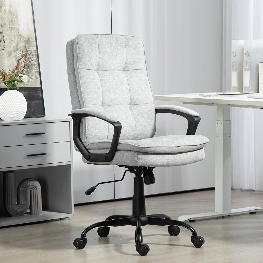 Ergonomic High-Back Office Chair. Adjustable Height and Rocking. Gray