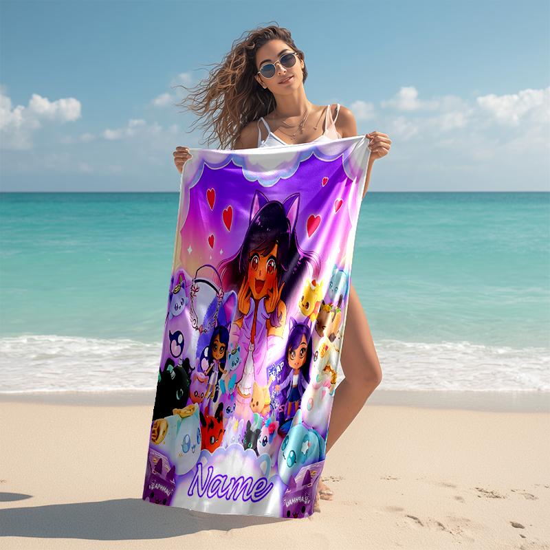 Personalized customized proof beach towel with Aphmau pattern - soft, absorbent, quick-drying, perfect swimming, camping&bathing