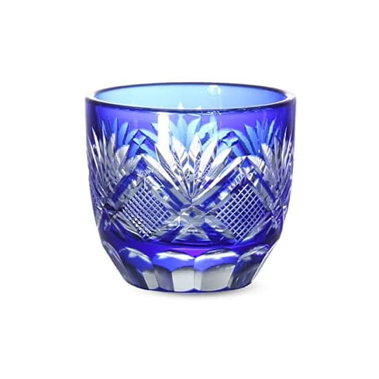 Takumibifu Dinner Luxe Kiriko Glass Cup Sake Sake Cup Diameter 60xH50mm 70cc Hana to Ya (Flower and